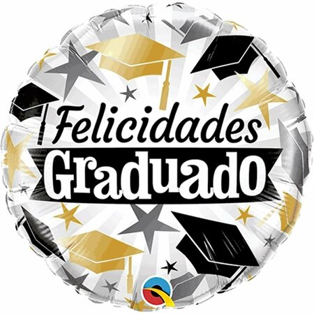 SS COLLECTIBLES 18 in. Graduado Black & Gold Caps Flat Foil Balloon SS3581795